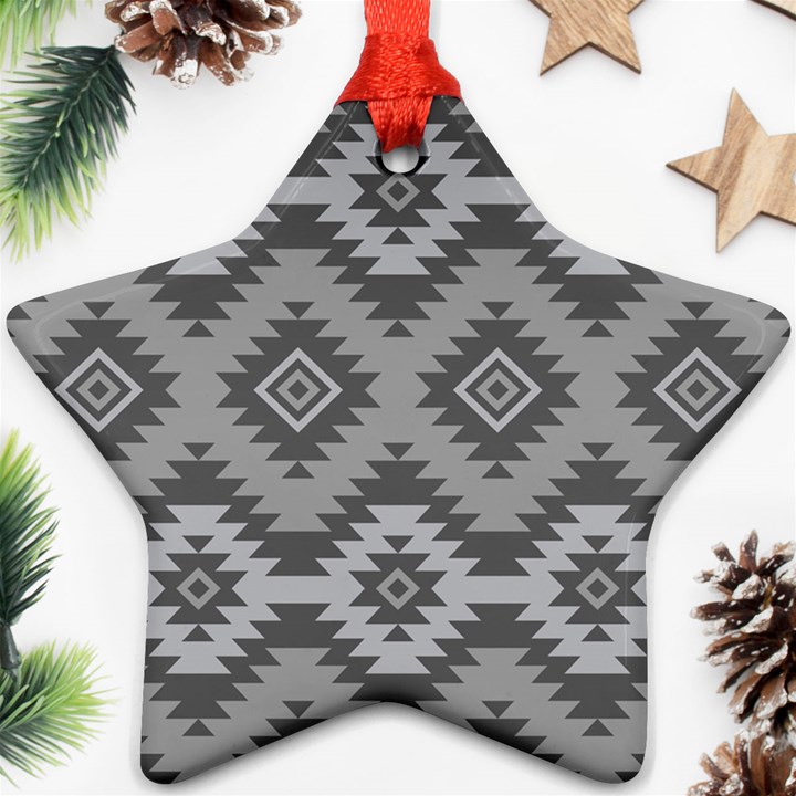 Triangle Wave Chevron Grey Sign Star Ornament (Star)