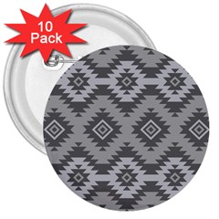 Triangle Wave Chevron Grey Sign Star 3  Buttons (10 Pack) 