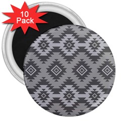 Triangle Wave Chevron Grey Sign Star 3  Magnets (10 Pack) 