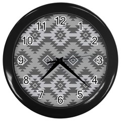 Triangle Wave Chevron Grey Sign Star Wall Clocks (black)