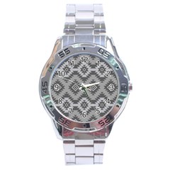 Triangle Wave Chevron Grey Sign Star Stainless Steel Analogue Watch by Mariart