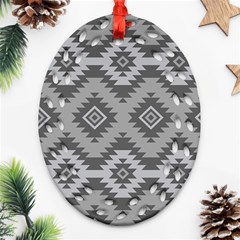 Triangle Wave Chevron Grey Sign Star Ornament (oval Filigree) by Mariart