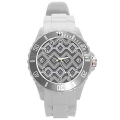 Triangle Wave Chevron Grey Sign Star Round Plastic Sport Watch (l) by Mariart