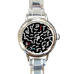 Toucan White Bluered Round Italian Charm Watch