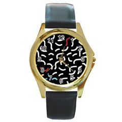 Toucan White Bluered Round Gold Metal Watch