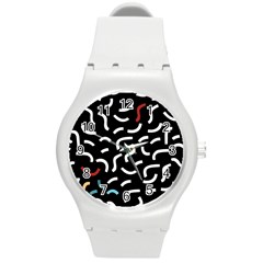 Toucan White Bluered Round Plastic Sport Watch (m) by Mariart