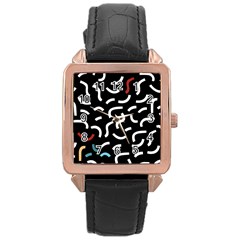 Toucan White Bluered Rose Gold Leather Watch  by Mariart