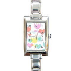 Tulip Lotus Sunflower Flower Floral Staer Love Pink Red Blue Green Rectangle Italian Charm Watch