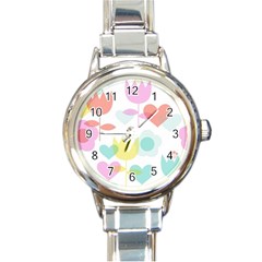 Tulip Lotus Sunflower Flower Floral Staer Love Pink Red Blue Green Round Italian Charm Watch