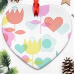 Tulip Lotus Sunflower Flower Floral Staer Love Pink Red Blue Green Ornament (Heart) Front