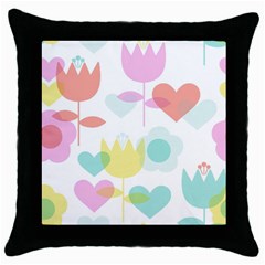 Tulip Lotus Sunflower Flower Floral Staer Love Pink Red Blue Green Throw Pillow Case (black)