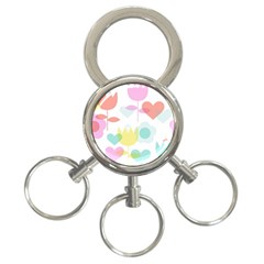 Tulip Lotus Sunflower Flower Floral Staer Love Pink Red Blue Green 3-ring Key Chains by Mariart