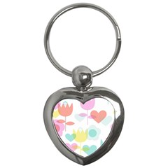 Tulip Lotus Sunflower Flower Floral Staer Love Pink Red Blue Green Key Chains (heart) 