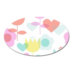 Tulip Lotus Sunflower Flower Floral Staer Love Pink Red Blue Green Oval Magnet by Mariart