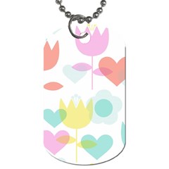 Tulip Lotus Sunflower Flower Floral Staer Love Pink Red Blue Green Dog Tag (one Side)