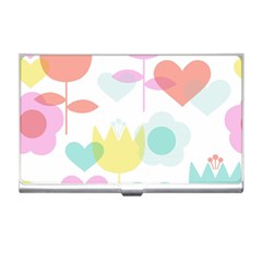 Tulip Lotus Sunflower Flower Floral Staer Love Pink Red Blue Green Business Card Holders by Mariart