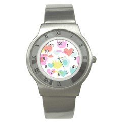 Tulip Lotus Sunflower Flower Floral Staer Love Pink Red Blue Green Stainless Steel Watch by Mariart