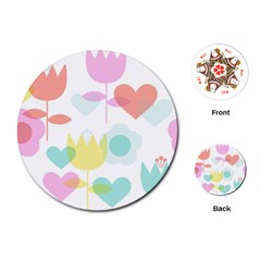 Tulip Lotus Sunflower Flower Floral Staer Love Pink Red Blue Green Playing Cards (round)  by Mariart