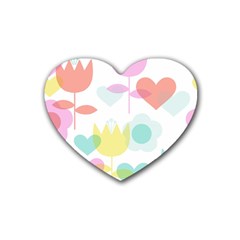 Tulip Lotus Sunflower Flower Floral Staer Love Pink Red Blue Green Rubber Coaster (heart) 