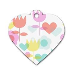 Tulip Lotus Sunflower Flower Floral Staer Love Pink Red Blue Green Dog Tag Heart (one Side) by Mariart