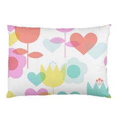 Tulip Lotus Sunflower Flower Floral Staer Love Pink Red Blue Green Pillow Case by Mariart