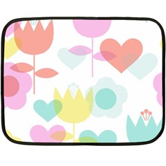 Tulip Lotus Sunflower Flower Floral Staer Love Pink Red Blue Green Double Sided Fleece Blanket (mini)  by Mariart