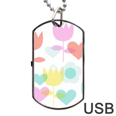 Tulip Lotus Sunflower Flower Floral Staer Love Pink Red Blue Green Dog Tag Usb Flash (two Sides) by Mariart