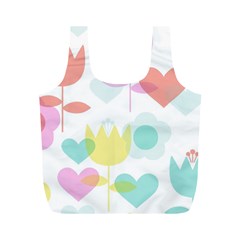 Tulip Lotus Sunflower Flower Floral Staer Love Pink Red Blue Green Full Print Recycle Bags (m)  by Mariart