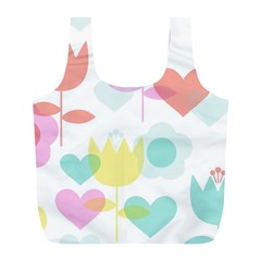 Tulip Lotus Sunflower Flower Floral Staer Love Pink Red Blue Green Full Print Recycle Bags (l)  by Mariart