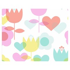 Tulip Lotus Sunflower Flower Floral Staer Love Pink Red Blue Green Double Sided Flano Blanket (medium) 