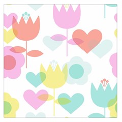 Tulip Lotus Sunflower Flower Floral Staer Love Pink Red Blue Green Large Satin Scarf (square) by Mariart