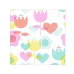 Tulip Lotus Sunflower Flower Floral Staer Love Pink Red Blue Green Small Satin Scarf (square) by Mariart