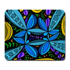 Star Polka Natural Blue Yellow Flower Floral Large Mousepads