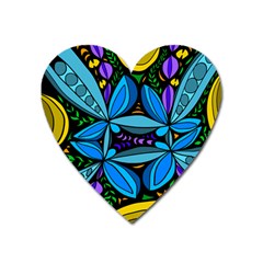 Star Polka Natural Blue Yellow Flower Floral Heart Magnet