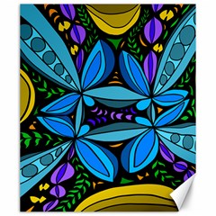 Star Polka Natural Blue Yellow Flower Floral Canvas 20  X 24  