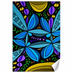 Star Polka Natural Blue Yellow Flower Floral Canvas 20  X 30   by Mariart