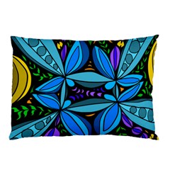 Star Polka Natural Blue Yellow Flower Floral Pillow Case by Mariart