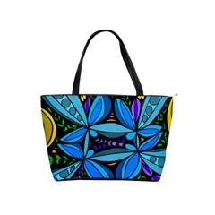 Star Polka Natural Blue Yellow Flower Floral Shoulder Handbags by Mariart