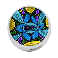 Star Polka Natural Blue Yellow Flower Floral 4-port Usb Hub (one Side) by Mariart