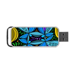 Star Polka Natural Blue Yellow Flower Floral Portable Usb Flash (two Sides)