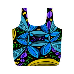 Star Polka Natural Blue Yellow Flower Floral Full Print Recycle Bags (m) 