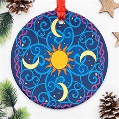 Sun Moon Star Space Vector Clipart Ornament (round) by Mariart