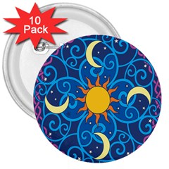 Sun Moon Star Space Vector Clipart 3  Buttons (10 Pack) 