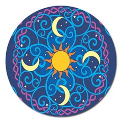 Sun Moon Star Space Vector Clipart Magnet 5  (round)