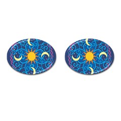 Sun Moon Star Space Vector Clipart Cufflinks (oval)