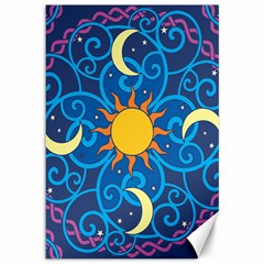 Sun Moon Star Space Vector Clipart Canvas 12  X 18  