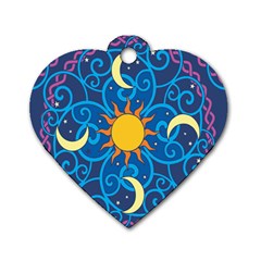 Sun Moon Star Space Vector Clipart Dog Tag Heart (one Side)