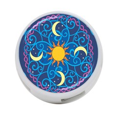 Sun Moon Star Space Vector Clipart 4-port Usb Hub (one Side)