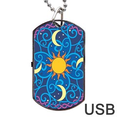 Sun Moon Star Space Vector Clipart Dog Tag Usb Flash (two Sides) by Mariart