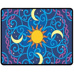 Sun Moon Star Space Vector Clipart Double Sided Fleece Blanket (medium) 